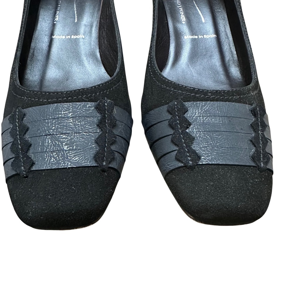 Donald J Pliner Sanchi Black Suede Kitten‎ Heel Square Toe Pumps Size 7.5 M - Picture 6 of 9